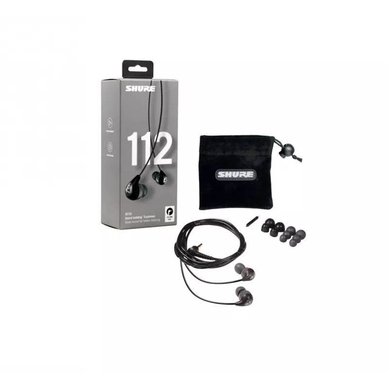 Cuffie in-ear con filo Shure SE112-GR per chiamate/musica, nero, grigio