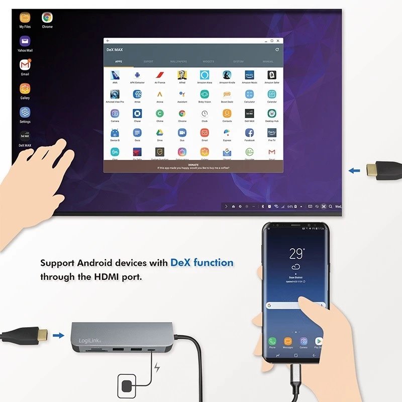 LogiLink UA0343 hub multiporta USB-C alluminio USB 3.2 2nd Gen Mult