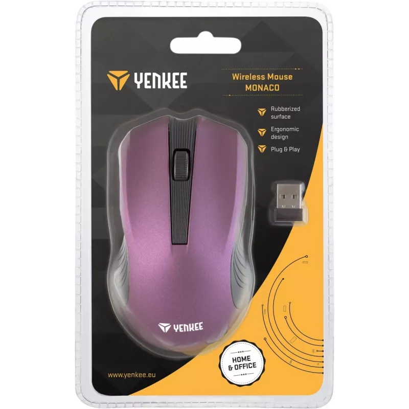 Mouse wireless simmetrico ottico 2,4 GHz, 3 tasti, viola