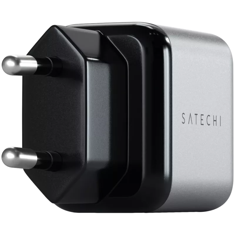 Caricabatterie per dispositivi mobili Satechi ST-UC30WCM-EU — alimentatore AC universale per interni con 1× USB-C, nero/argento