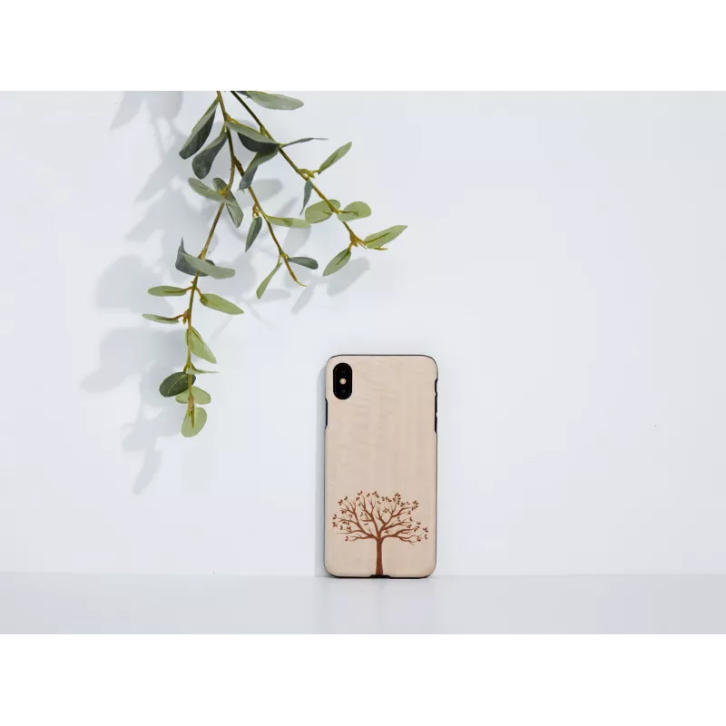 Custodia per smartphone Man and Wood per iPhone X/XS, legno di melo, nero