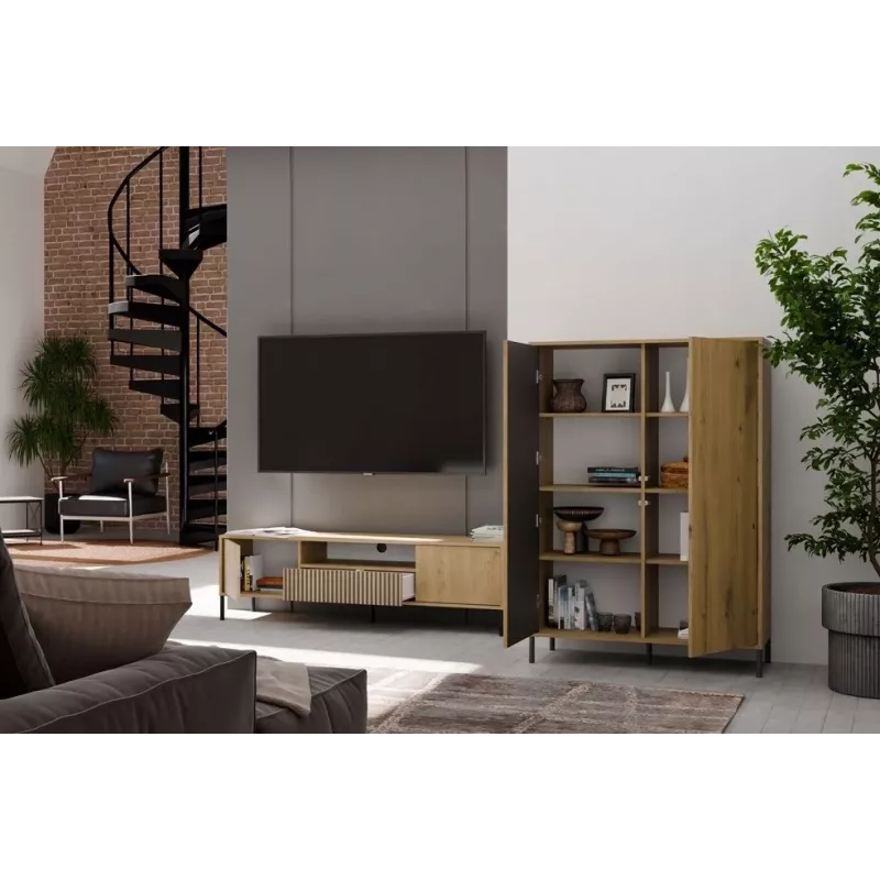KAMARO 2DD stretto/GŁ rovere ARTISAN VETRINA