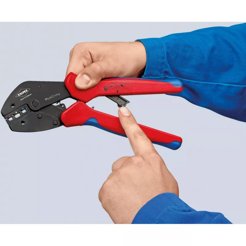 Knipex 97 33 02 pinza crimpatrice per cavi attrezzo crimpatura blu, rosso
