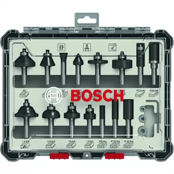 Bosch 2 607 017 472 Set di frese, 15 pezzi, gambo 8 mm