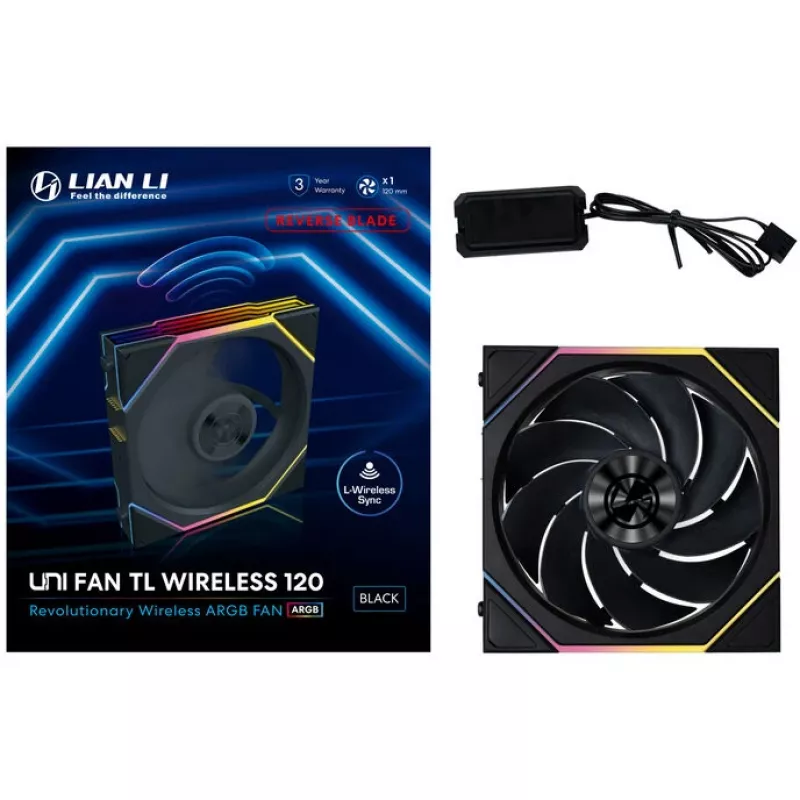 Ventola 120mm ARGB PWM wireless reverse blade Lian Li UNI FAN TL (senza fili, PWM, reverse blade)