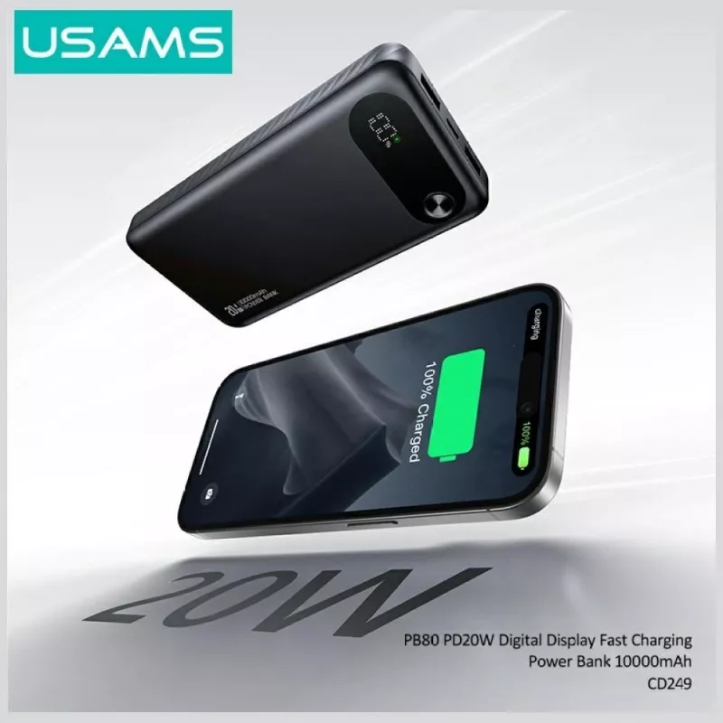 Powerbank portatile usams PB80 10000mAh 20W PD bianco