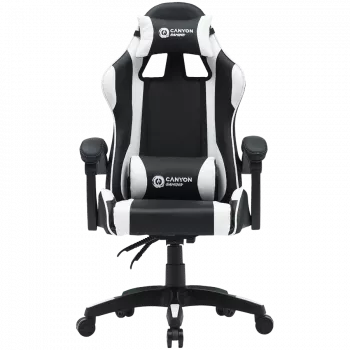Sedia gaming CANYON Core SGCH2 — nero/bianco, design ergonomico, regolabile in altezza
