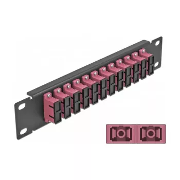 Patch panel fibra ottica DeLOCK 10 pollici 12 porte SC duplex viola 1U nero