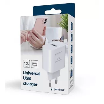 Caricabatterie per dispositivi mobili GEMBIRD TA-UC-1A12-01 5V 2.4A 12W USB PD, 1 porta, bianco