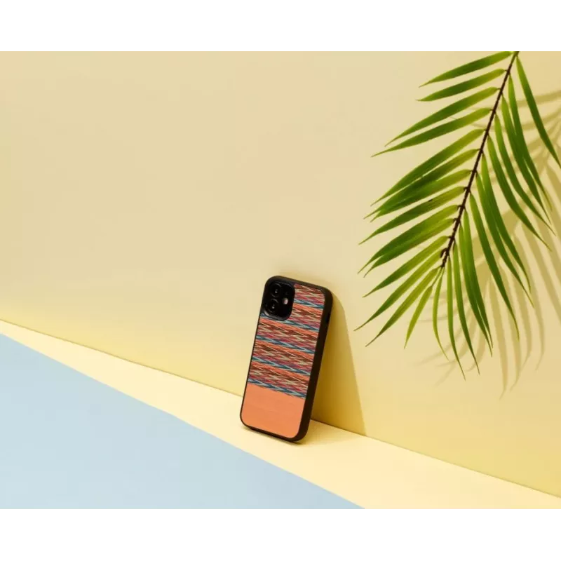Custodia per cellulare Man and Wood per iPhone 12 mini – motivo a quadri marrone con bordo nero