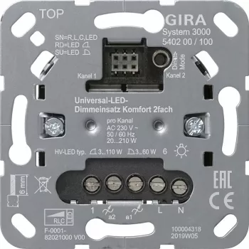 Gira inserto dimmer Uni-LED 2 moduli S3000 modello 540200 per illuminazione LED