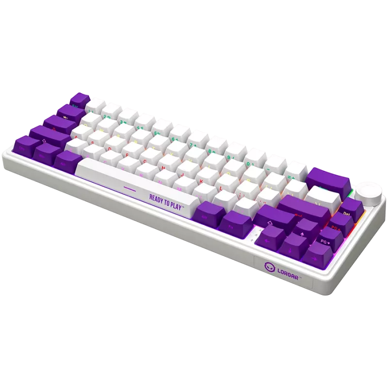 LORGAR KBP70MW, tastiera da gaming meccanica wireless 65% Pro, bianco, layout EN
