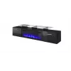 Mobile TV Cama Meble ROVA con camino elettrico, 190x37x48 cm, nero/nero lucido