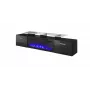 Mobile TV Cama Meble ROVA con camino elettrico, 190x37x48 cm, nero/nero lucido