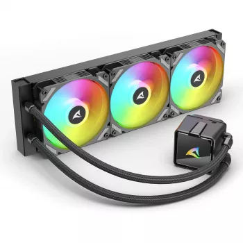 Dissipatore a liquido per CPU All-in-One Sharkoon S60 ARGB – radiatore da 360 mm, 3 ventole PWM da 120 mm, nero