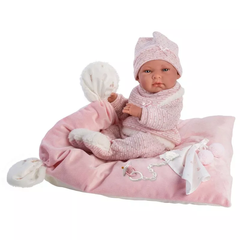Bambola 73860 bambola neonata Nica su coperta rosa 38 cm Llorens