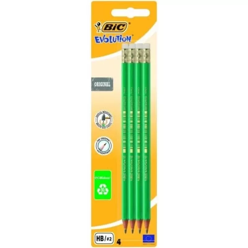 Matite BIC EVOLUTION Original con gomma, HB, set 4 pz. 049012