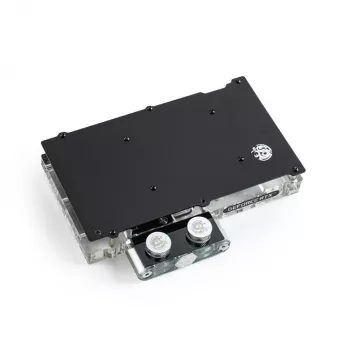 Water block BitsPower Classic VGA BP-VG3070FE — 125×171,4×28,4 mm, RGB 3‑pin, nero/argento/trasparente