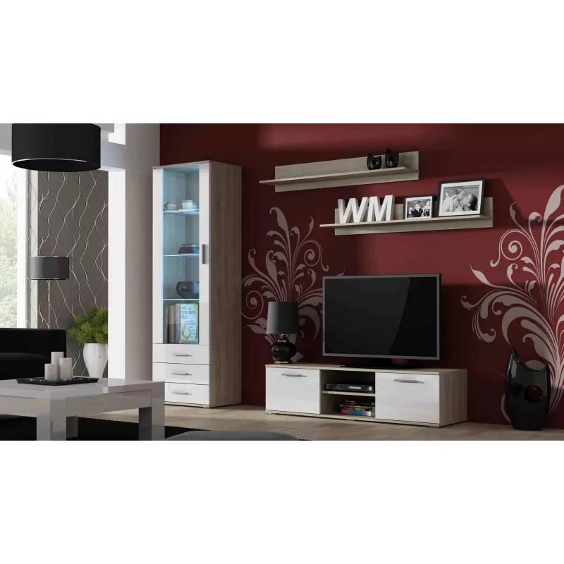 Cama supporto TV SOHO 140 rovere Sonoma/bianco lucido