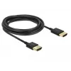 DeLOCK Slim High Quality - cavo HDMI con Ethernet - HDMI (M) a HDMI (M) - 25 cm - tripla schermatura - nero - supporto 4K (85117)