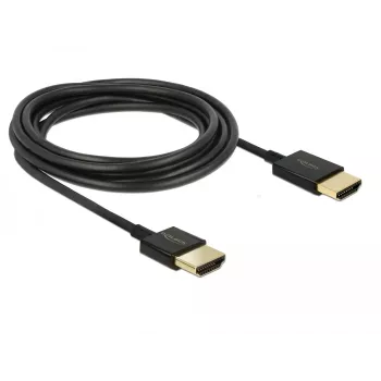 DeLOCK Slim High Quality - cavo HDMI con Ethernet - HDMI (M) a HDMI (M) - 25 cm - tripla schermatura - nero - supporto 4K (85117)