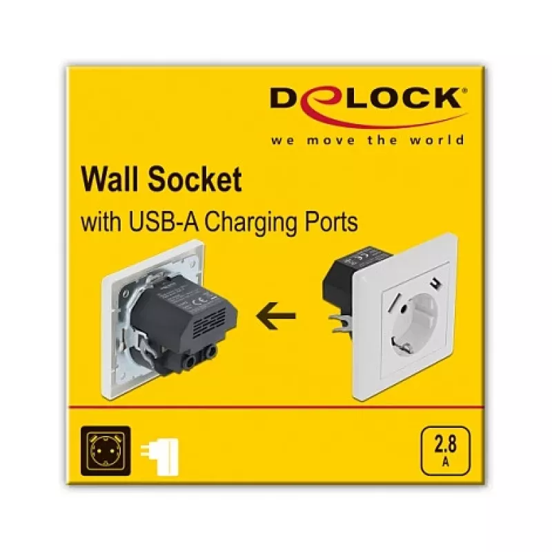 Presa 2 x USB + CEE 7/3 DeLOCK 11473