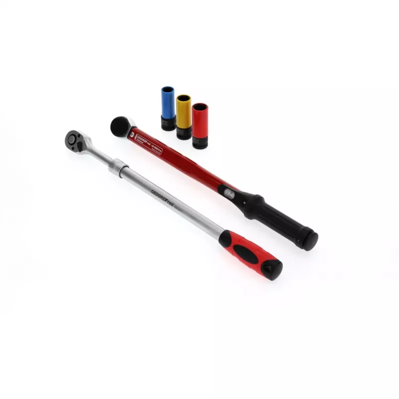 Set di attrezzi per cambio ruota Gedore R69003000 — assortimento di chiavi dinamometriche da 5 pezzi, nero/rosso
