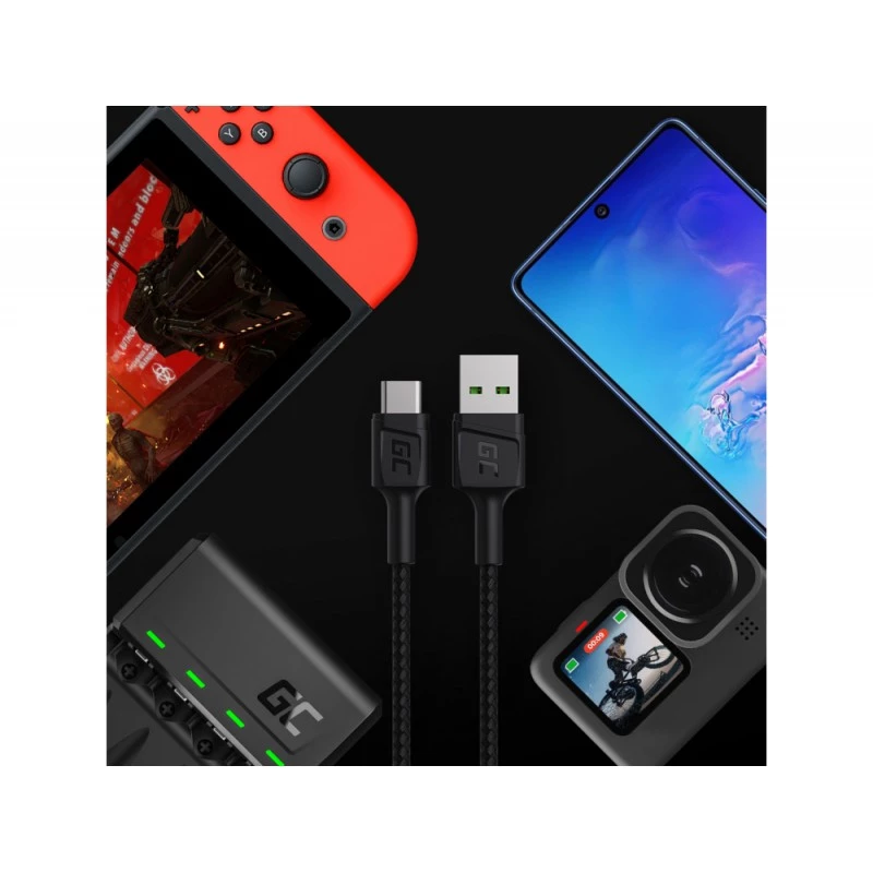 Cavo USB Green Cell KABGC22 USB 2.0 1,2 m USB A USB C nero