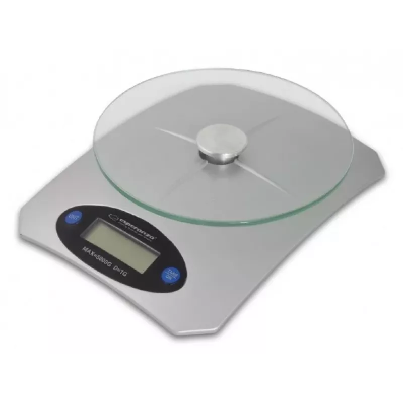 Bilancia da cucina elettronica ESPERANZA Avocado grigio — capacità 5 kg, piattaforma in bambù, unità g/lb/oz