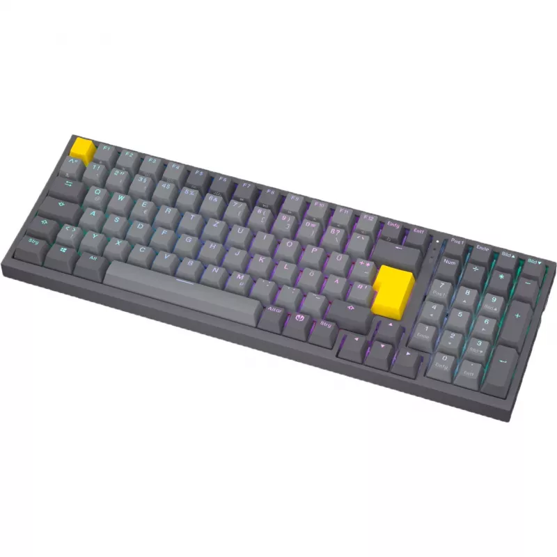 Celeris 1800, Tastiera da gaming grigia, layout DE, ENDORFY gialla by Gateron