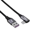 Akyga AK-USB-58 cavo USB-C a USB-A angolare, 30 cm, 60 W, intrecciato, nero