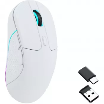 Mouse gaming Keychron M3 per destrorsi RF wireless + Bluetooth ottico 26000 DPI bianco