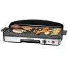 Griglia elettrica da tavolo Rommelsbacher BBQ 2003 — 1900 W, 50×25 cm, rigata + teppanyaki, termostato continuo, argento/nero