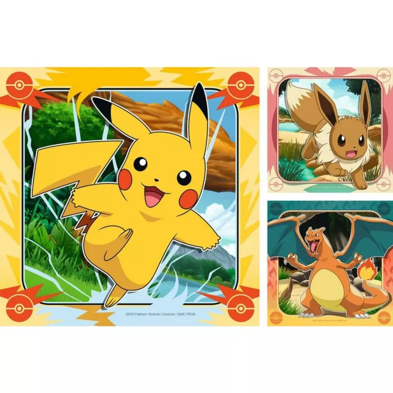 Puzzle Ravensburger Pikachu, Glurak e Evoli — 147 pezzi, dai 5 anni, 210 × ? mm