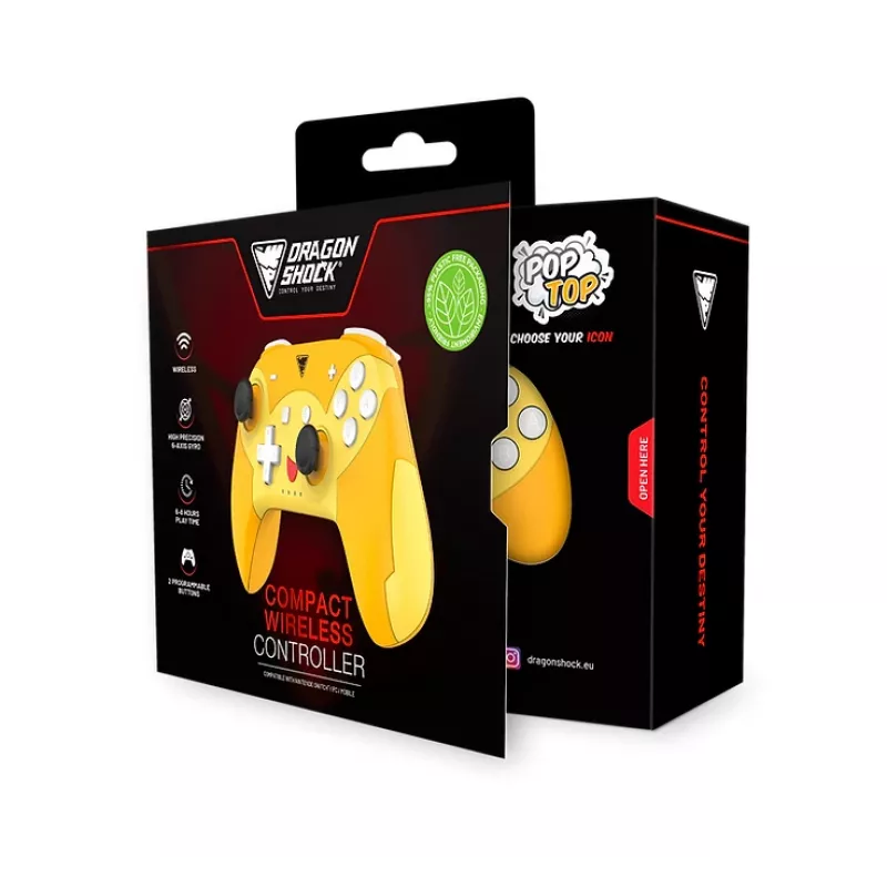 DragonShock PopTop Compact, gamepad, Nintendo Switch, pulsante Indietro, D-Pad, pulsante Home, tasto Reset, wireless, Bluetooth, USB Type-C