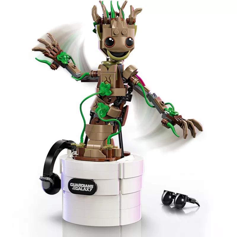 LEGO Marvel Dancing Groot figura action animata da costruire – personaggio Guardiani della Galassia – set di gioco interattivo azionato a mano per bambini – supereroe