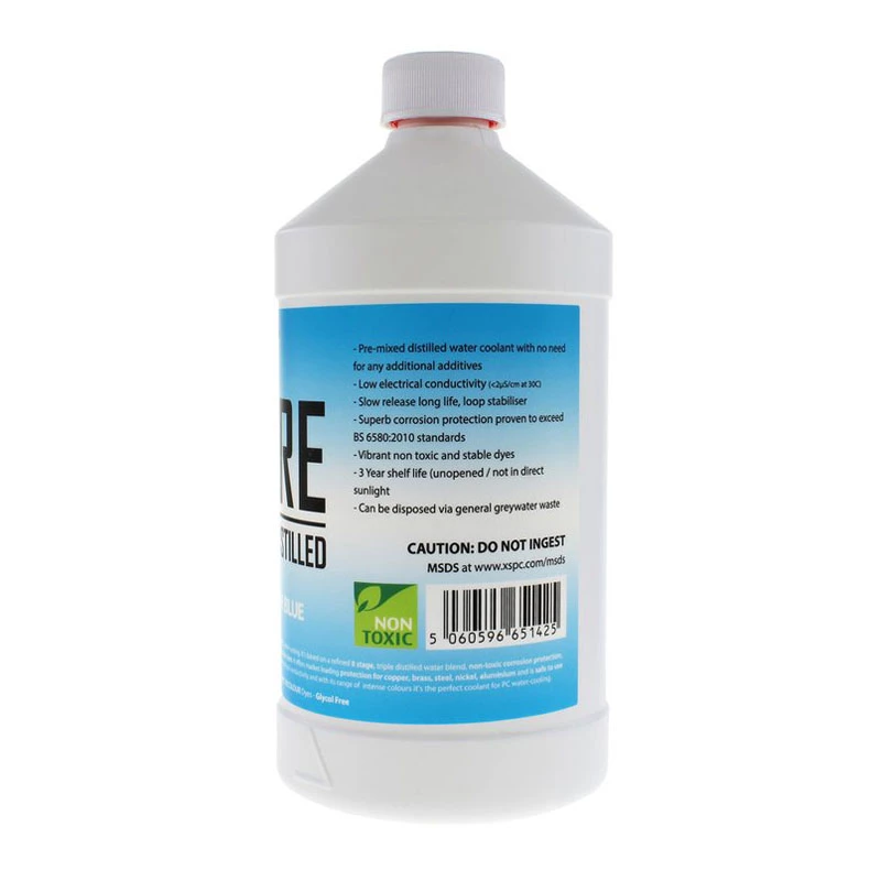 XSPC Pure Coolant 1 L — liquido refrigerante blu UV-reattivo per raffreddamento a liquido PC
