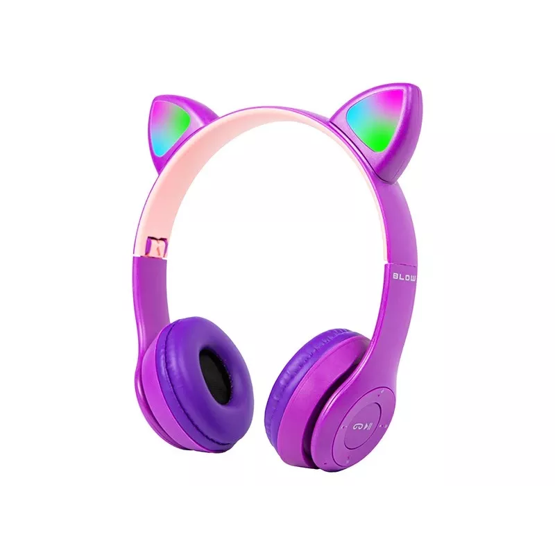 Cuffie wireless Bluetooth 5.0 LED per bambini orecchie viola