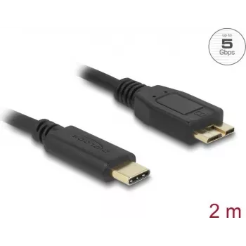 Cavo USB DeLOCK USB 3.2 Gen 1 2m USB C Micro-USB B nero