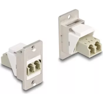 DeLOCK modulo Keystone per montaggio su pannello, fibra ottica LC duplex connettore femmina-connettore femmina, conico, beige argento bianco