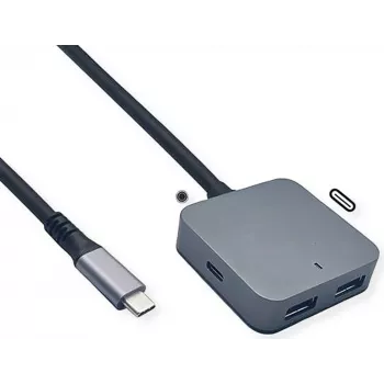 Hub USB VALUE 12.99.1126 – USB 3.2 Gen 2 (host Type-C) 4 porte (2×A + 2×C) 10000 Mbit/s, nero