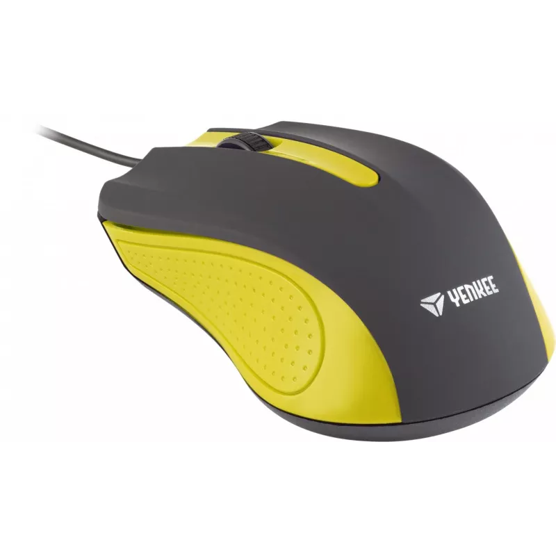 Mouse USB con cavo, 3 tasti, superficie gommata