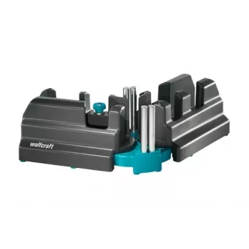 Cassetta per tagli obliqui e battuta Wolfcraft 6948200 — guida per tagli obliqui, campo di misura 85–180°, per tavole fino a 3 cm, nera