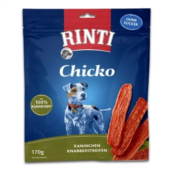 Snack per cani RINTI Chicko coniglio 170 g — snack ipoallergenici per l'addestramento gusto coniglio, proteine 53%, grassi 8%