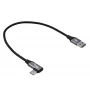 Akyga AK-USB-58 cavo USB-C a USB-A angolare, 30 cm, 60 W, intrecciato, nero
