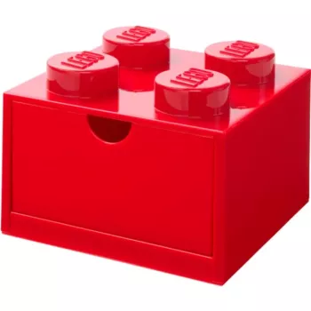 Cassetto da scrivania LEGO 4, scatola contenitore rossa, con stud