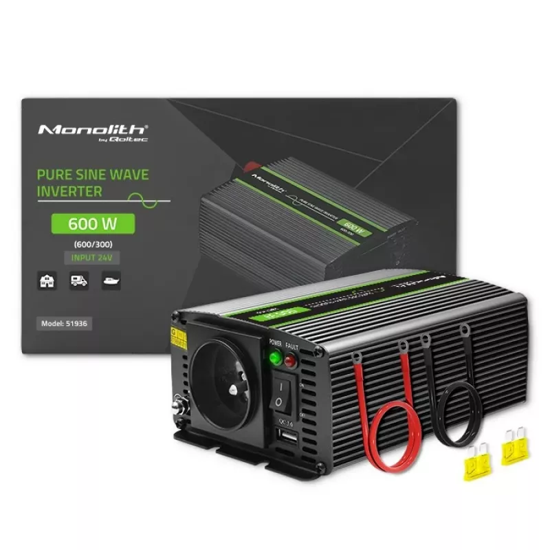 Alimentatore/inverter per auto Qoltec Monolith 600 W nero