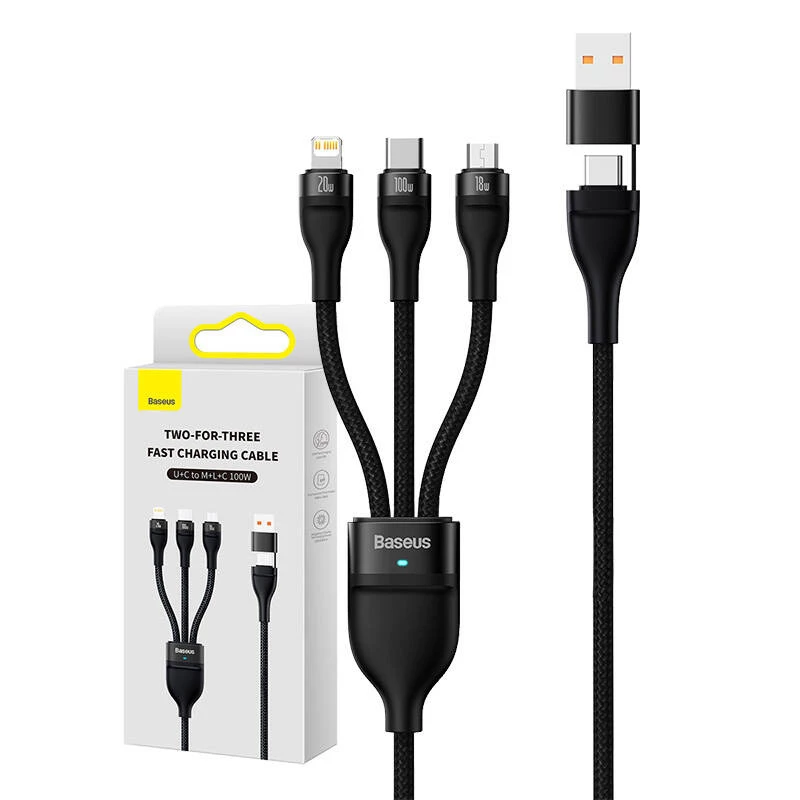 Cavo USB Baseus CASS030101 1,2 m USB-A/USB-C USB-C/Micro-USB-B/Lightning nero