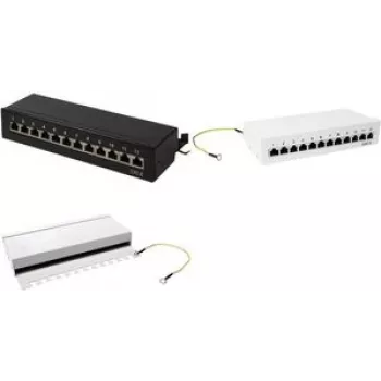 LogiLink - patch panel - montaggio a parete - RJ-45 X 12 - grigio chiaro, RAL 7035