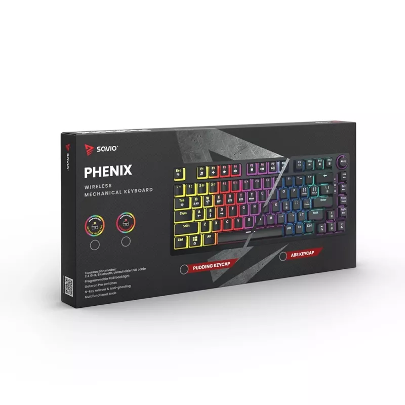 Tastiera gaming Savio SAVGK-PHENIX RED PUDDING meccanica RGB wireless